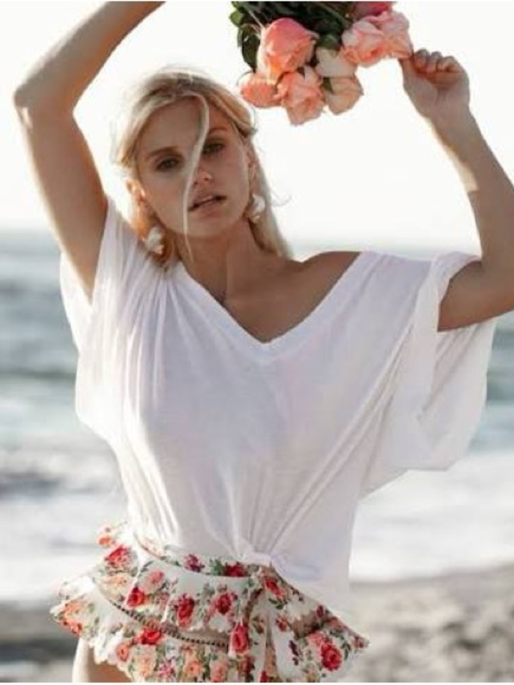 James Michelle Chele Organic Cotton V Neck Slouchy Tee